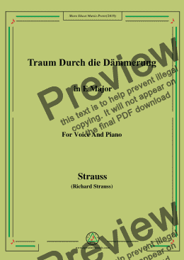 page one of Richard Strauss-Traum Durch die Dämmerung in E Major,For Voice&Pno
