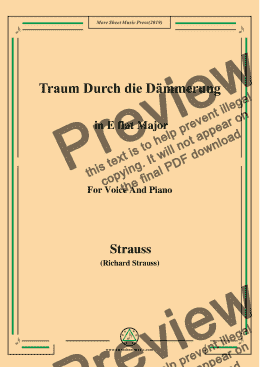 page one of Richard Strauss-Traum Durch die Dämmerung in E flat Major,For Voice&Pno