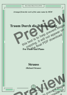 page one of Richard Strauss-Traum Durch die Dämmerung, for Flute and Piano