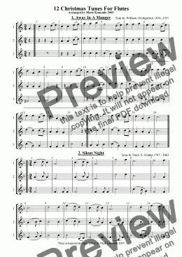 page one of 12 Christmas Tunes For Flutes In 3 Parts