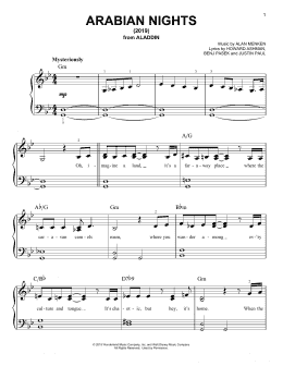 page one of Arabian Nights (2019) (from Disney's Aladdin) (Easy Piano)