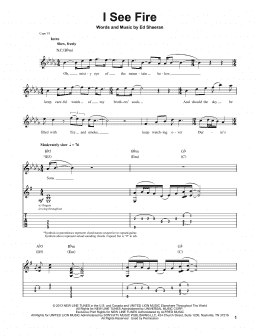 page one of I See Fire (from The Hobbit) (Guitar Tab (Single Guitar))