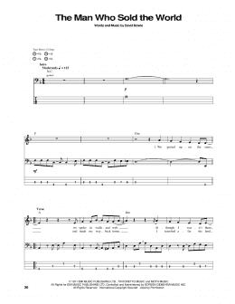page one of The Man Who Sold The World (Bass Guitar Tab)