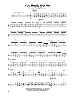 page one of You Really Got Me (Drums Transcription)