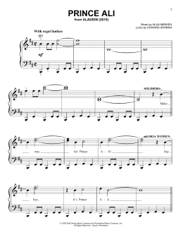 page one of Prince Ali (from Disney's Aladdin) (Easy Piano)
