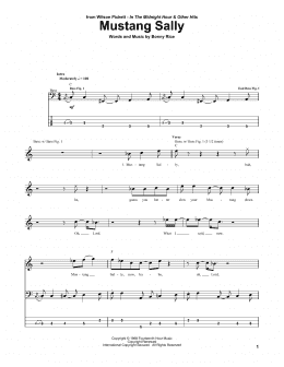 page one of Mustang Sally (Bass Guitar Tab)