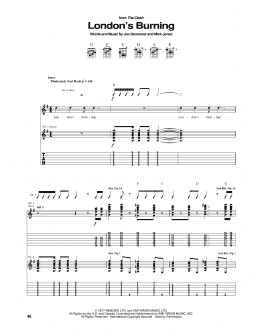 page one of London's Burning (Guitar Tab)