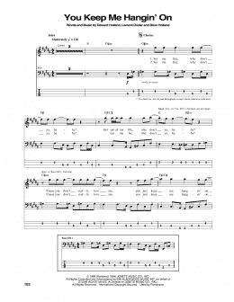 page one of You Keep Me Hangin' On (Bass Guitar Tab)