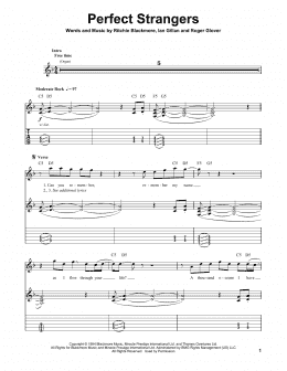 page one of Perfect Strangers (Guitar Tab (Single Guitar))