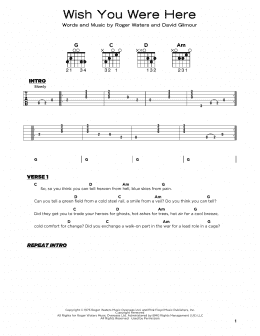 page one of Wish You Were Here (Really Easy Guitar)