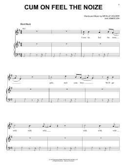 page one of Cum On Feel The Noize (Piano, Vocal & Guitar Chords (Right-Hand Melody))