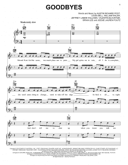 page one of Goodbyes (feat. Young Thug) (Piano, Vocal & Guitar Chords (Right-Hand Melody))