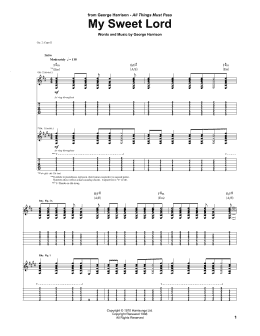 page one of My Sweet Lord (Guitar Tab)