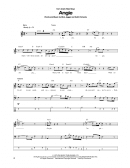 page one of Angie (Bass Guitar Tab)