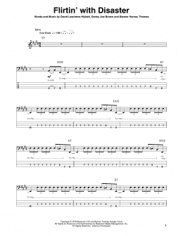 page one of Flirtin' With Disaster (Bass Guitar Tab)