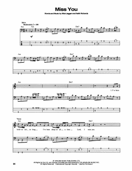 page one of Miss You (Bass Guitar Tab)
