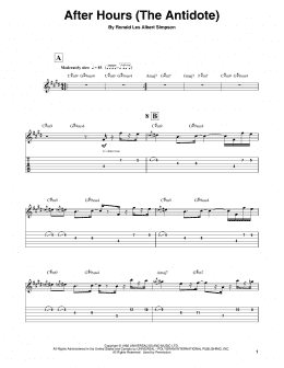 page one of After Hours (The Antidote) (Guitar Tab (Single Guitar))