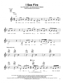 page one of I See Fire (from The Hobbit) (Ukulele)