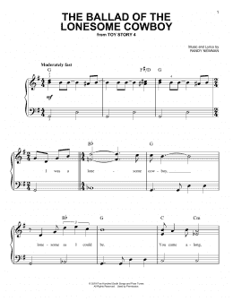page one of The Ballad Of The Lonesome Cowboy (from Toy Story 4) (Easy Piano)