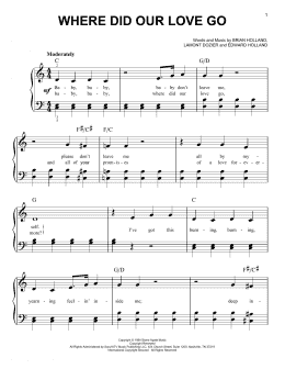 page one of Where Did Our Love Go (Easy Piano)
