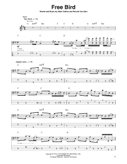 page one of Free Bird (Bass Guitar Tab)