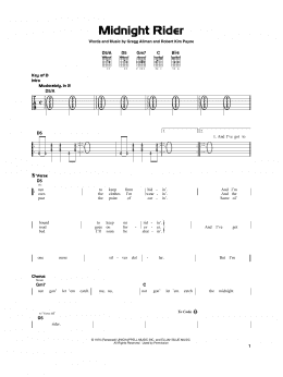 page one of Midnight Rider (Really Easy Guitar)