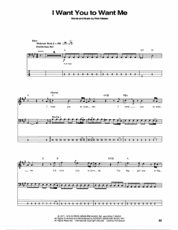 page one of I Want You To Want Me (Bass Guitar Tab)