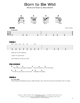 page one of Born To Be Wild (Really Easy Guitar)