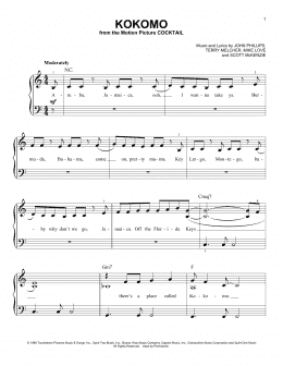 page one of Kokomo (Easy Piano)