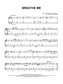 page one of Breathe Me (Piano Solo)