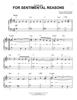 page one of (I Love You) For Sentimental Reasons (Easy Piano)