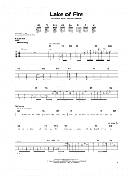 page one of Lake Of Fire (Really Easy Guitar)
