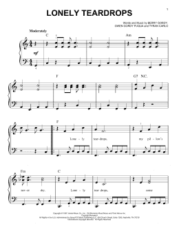 page one of Lonely Teardrops (Easy Piano)