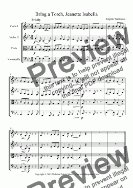 page one of Bring a Torch, Jeanette Isabella (Easy string quartet)