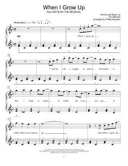 page one of When I Grow Up (from Matilda The Musical) (arr. Phillip Keveren) (Educational Piano)