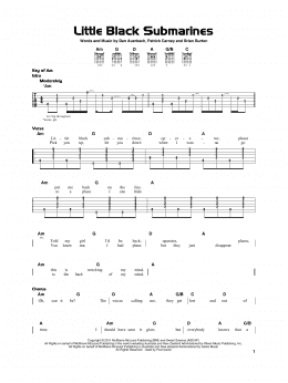 page one of Little Black Submarines (Really Easy Guitar)