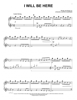 page one of I Will Be Here (Piano Solo)