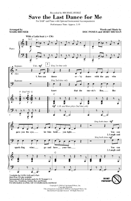 page one of Save The Last Dance For Me (arr. Mark Brymer) (SAB Choir)