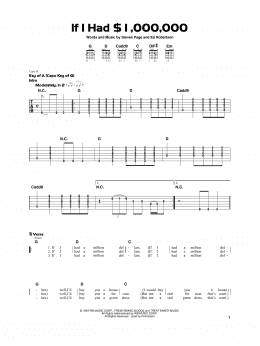page one of If I Had $1,000,000 (Really Easy Guitar)