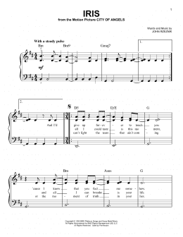 page one of Iris (Easy Piano)