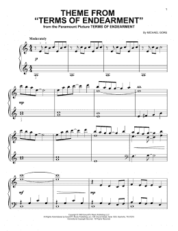 page one of Theme From "Terms Of Endearment" (Easy Piano)