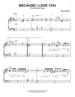 page one of Because I Love You (The Postman Song) (Easy Piano)