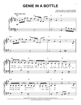 page one of Genie In A Bottle (Easy Piano)