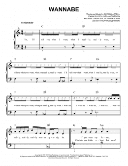 page one of Wannabe (Easy Piano)