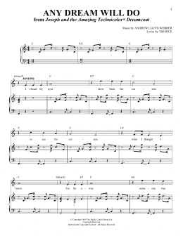 page one of Any Dream Will Do (from Joseph And The Amazing Technicolor Dreamcoat) (Piano & Vocal)