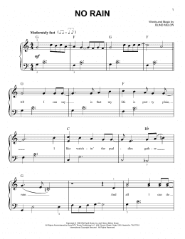 page one of No Rain (Easy Piano)