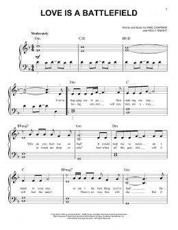 page one of Love Is A Battlefield (Easy Piano)