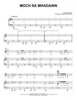 page one of Moch Sa Mhadainn (from Outlander) (Piano Solo)