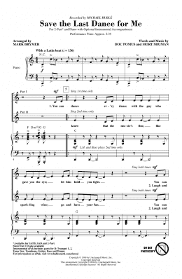 page one of Save The Last Dance For Me (arr. Mark Brymer) (2-Part Choir)