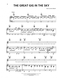 page one of The Great Gig In The Sky (Piano, Vocal & Guitar Chords (Right-Hand Melody))
